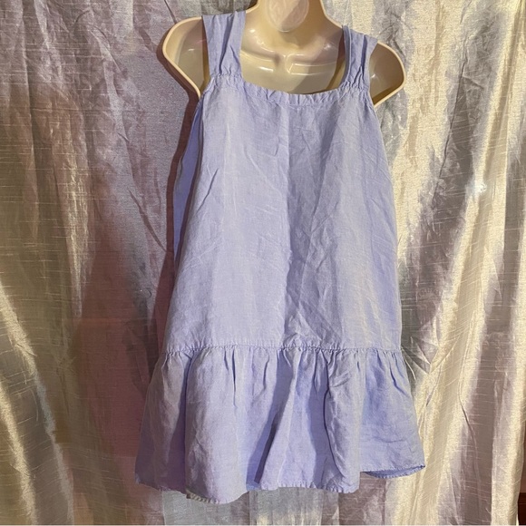 Loft Petite light blue linen/viscose dress SZ SP, GUC, lightweight ruffle hem - Picture 4 of 8